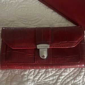 Liz Claiborne Burgundy Croc-Embossed Wallet